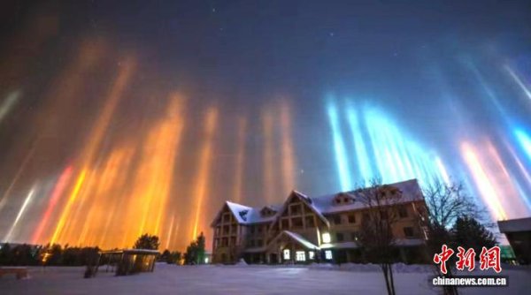 仁信配资 “神州北极”漠河出现罕见“寒夜光柱”奇观